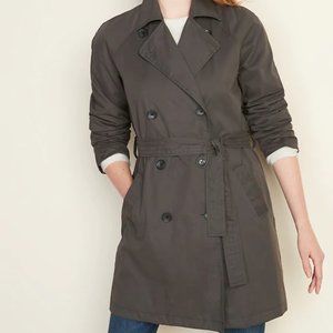 New Old Navy Gray Water-Resistant Trench Spring Coat L women's large